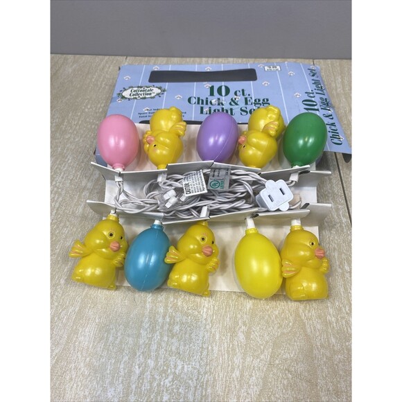 Vintage Easter Chick & Egg Blow Mold String Christmas Tree Light Decorations - Picture 10 of 10